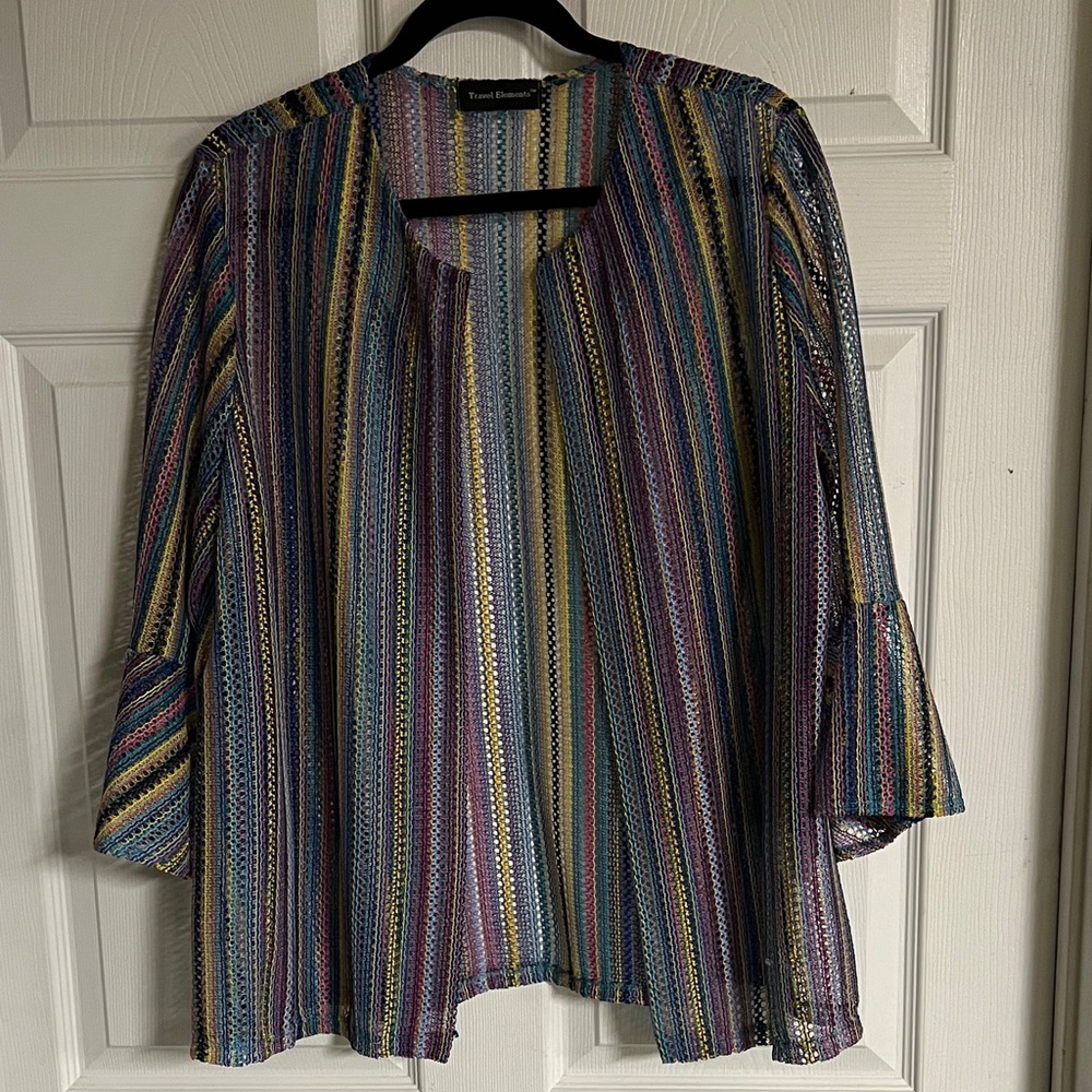 Multicolor Striped Sheer Women's Over Jacket